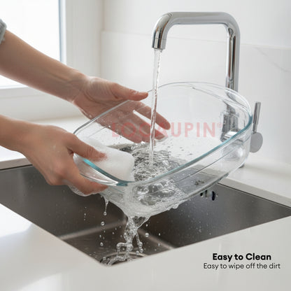 LOCAUPIN Rectangular Borosilicate Dish Plate with Glass Lid Bakeware Sets Microwaveable Baking Dish Glass Pan 4.5L