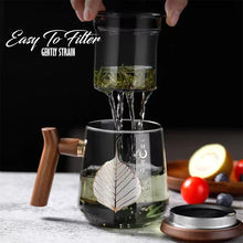 Load image into Gallery viewer, LOCAUPIN Borosilicate Glass Teapot Removable Infuser Cup Printed Design Wooden Handle Herbal Kettle
