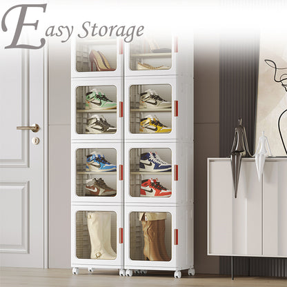 Locaupin Foldable Shoe Cabinet Covered Storage Box Dustproof Wardrobe Organizer For Entryway Bedroom Hallway Display