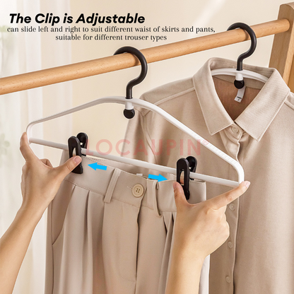 Locaupin 5pcs Set Question Mark Hanger with Adjustable Clips for Clothes, Trousers, Coats - Wardrobe & Laundry Closet Organizer