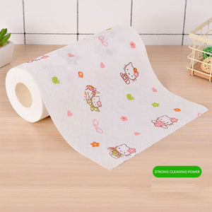 LOCAUPIN Printed Kitchen Paper Towel Roll Reusable Cleaning Dish Washable Oil Water Absorbent Tissue