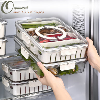 LOCAUPIN Food Container Washing Fruit Vegetable Storage Locking Lid Fridge Organizer Compartment