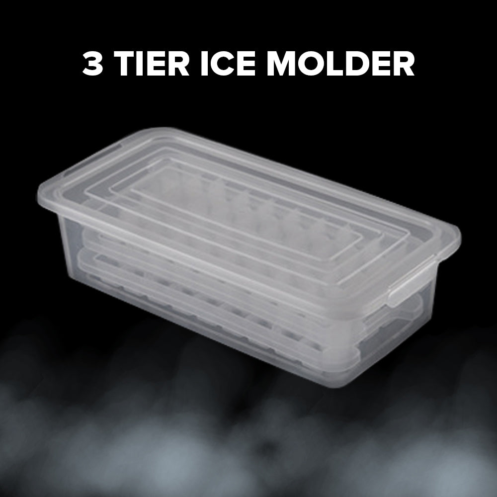 Locaupin Ice Maker Cube Mold Tray Bucket for Freezer Container with Lid Homemade Beverages Chocolate Cocktail Drinks