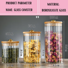 Load image into Gallery viewer, Locaupin High Quality Borosilicate Glass 3PCS Canister Jar Airtight Dry Food Container with Metal Ring Handle Kitchen Storage
