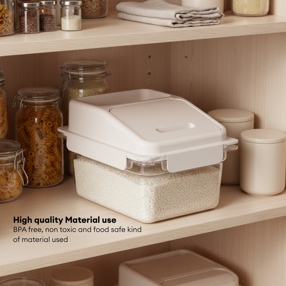 LOCAUPIN Rice Container Dispenser 5KG Large Capacity Rice Storage Box with Lid Transparent Square Grain Cereal Dispenser