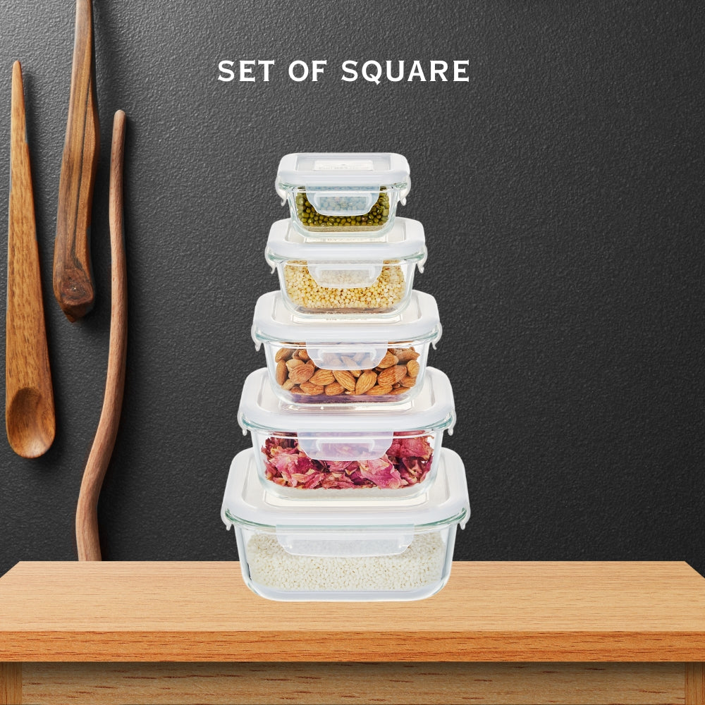 Locaupin Bundle of 4 Airtight Glass Food Container Package Set Borosil ...