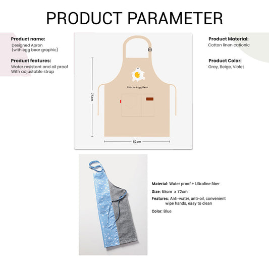 Locaupin Kitchen Collection Cooking Apron Dress with Pocket Adjustable Strap Waterproof Anti Stain