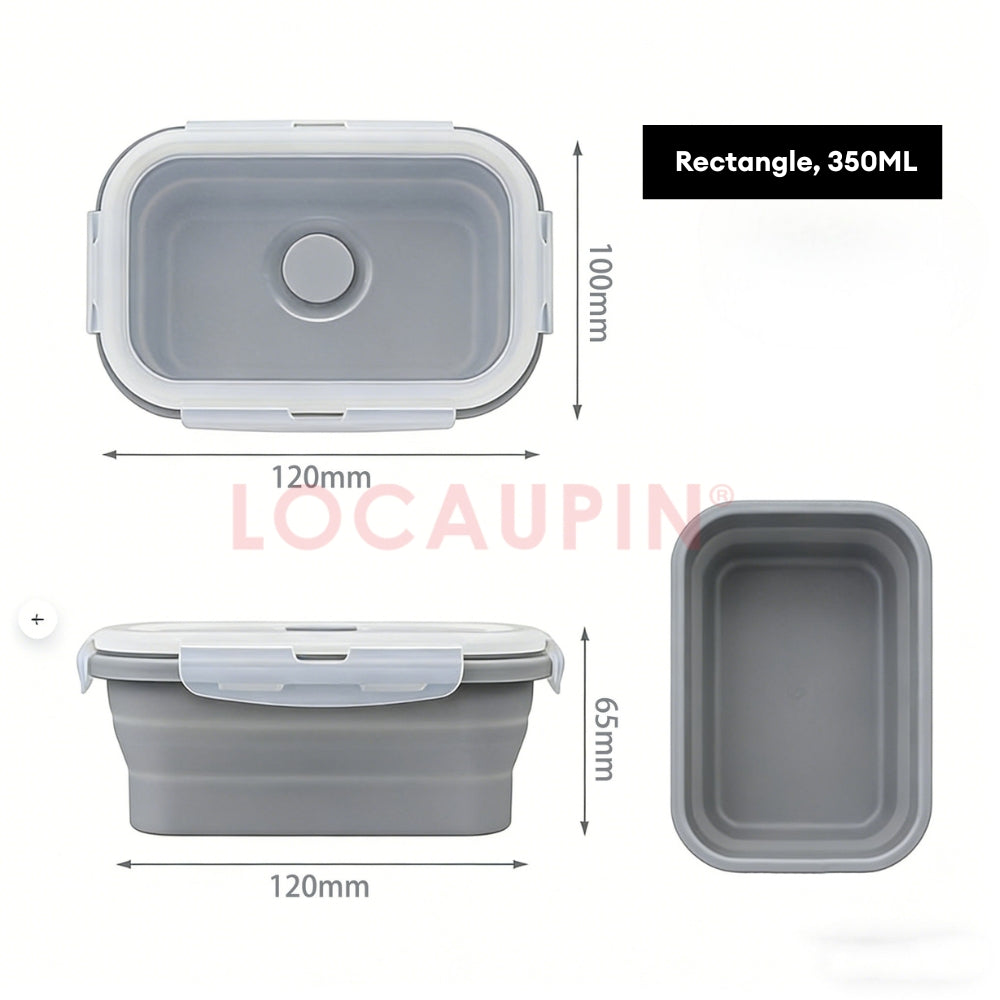 LOCAUPIN Foldable Sealed Silicone Food Storage Container Lunch Box with Lid and Air Valve Collapsible Kitchen Storage
