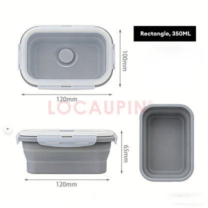 LOCAUPIN Foldable Sealed Silicone Food Storage Container Lunch Box with Lid and Air Valve Collapsible Kitchen Storage