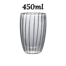 Load image into Gallery viewer, Locaupin Aesthetic Stripe Design Double Wall Glass Drinking Cup Hot-Cold Resistant Borosilicate Drinkware Coffee Juice Water Mug
