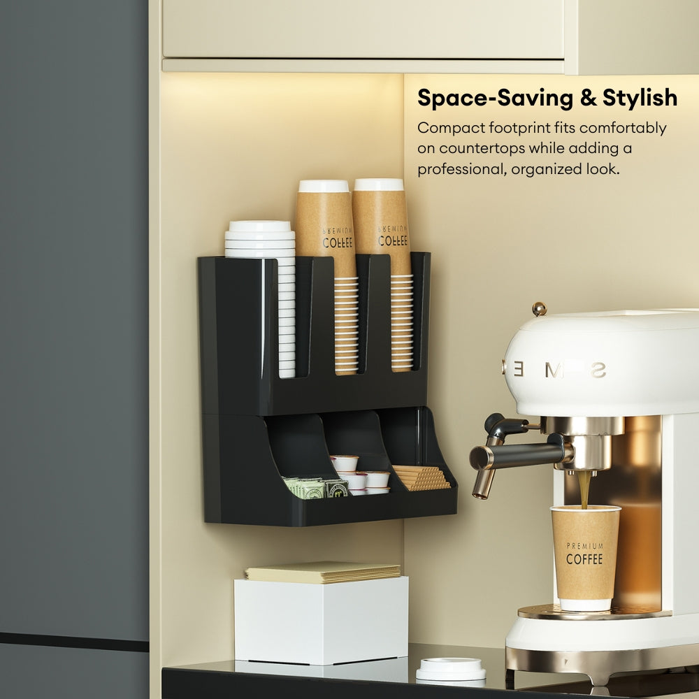 LOCAUPIN Two Layer Wall Mounted Paper Cup Holder Multifunctional Storage Rack Coffee Cups Dispenser  Organizer