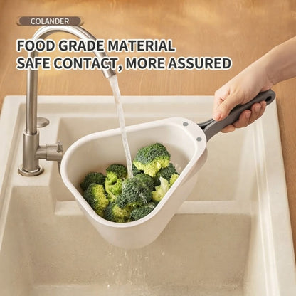 LOCAUPIN Foldable Handle Colander Draining Basket Food-Grade Vegetable & Fruit Strainer Space-Saving Triangle Basket