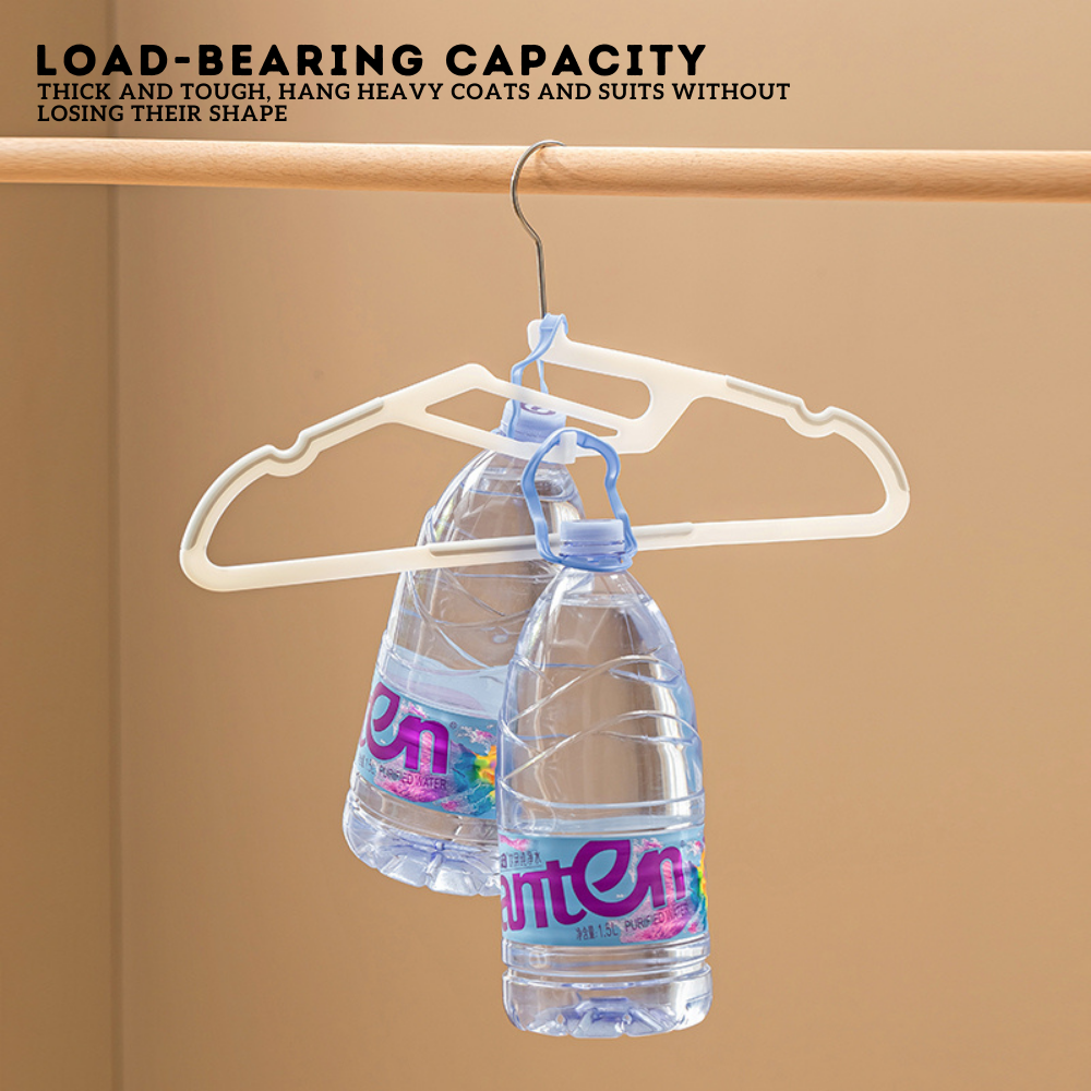 Locaupin 5pcs Anti-Slip Hanger with Hook Space Saving Clothes Holder Continuous Hanging Design Wardrobe Laundry Area Organizer