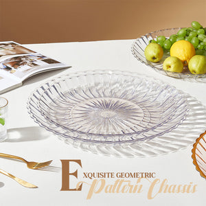 Locaupin Textured Clear Round Fruit Plate Snacks Food Bowl Platter Countertop Serving Dish Dessert Appetizer Tray