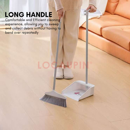 Locaupin Broom and Dustpan Set Household Floor Cleaning Tool High Quality Material Long Handle Sweeper Sturdy and Durable Cleaner