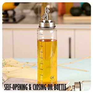 Locaupin Cooking Oil Dispenser Easy Pour Syrup Glass Container Liquid Seasoning Bottle Drizzler with Spout