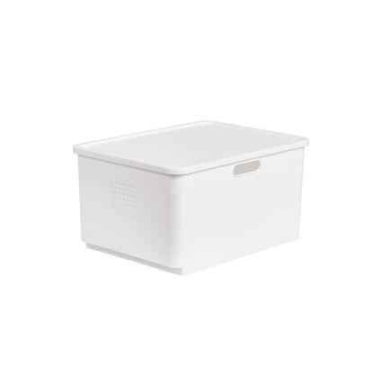 Locaupin Multipurpose White Storage Box Organizer Bin Front Wheel Easy Transport Handle Closet Shelf Container with Lid