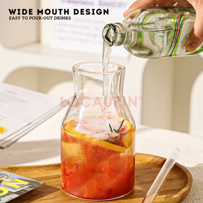 Locaupin 2 Pieces Borosilicate Glass Smooth Bottle Cup with 2 Straw and 1 Brush Simple Large Capacity Mug for Hot and Cold Drinks