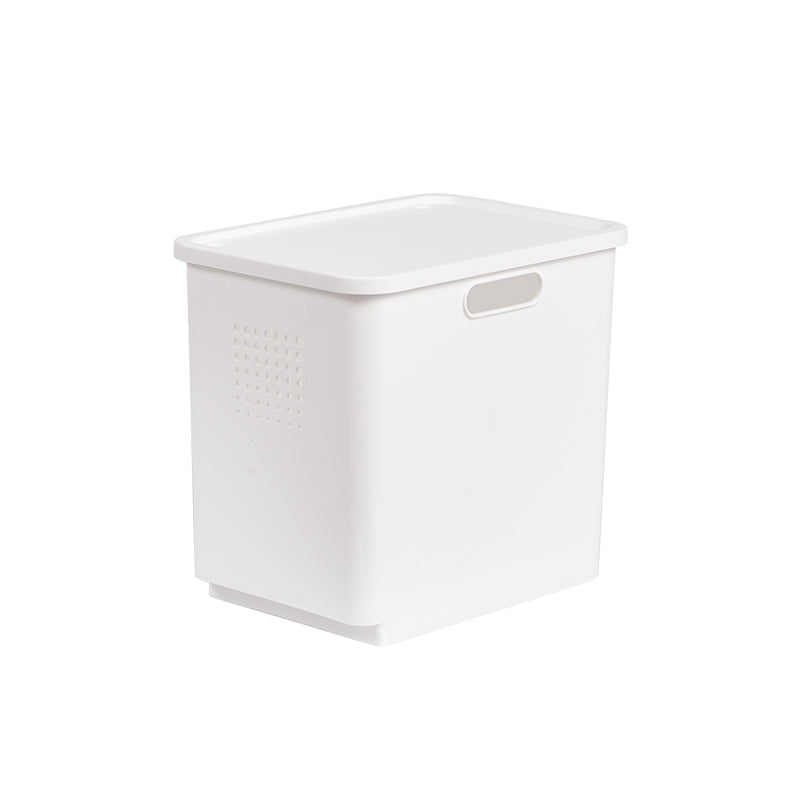 Locaupin Multipurpose White Storage Box Organizer Bin Front Wheel Easy Transport Handle Closet Shelf Container with Lid