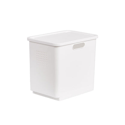 Locaupin Multipurpose White Storage Box Organizer Bin Front Wheel Easy Transport Handle Closet Shelf Container with Lid