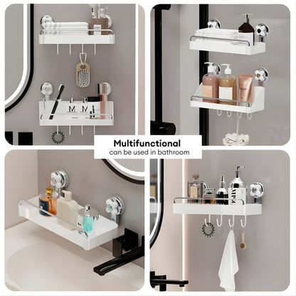 LOCAUPIN Wall Mounted Kitchen Racks Organizer Hanging Multifunctional Sunction Cup Spice Rack Storage Space Saving Shelf