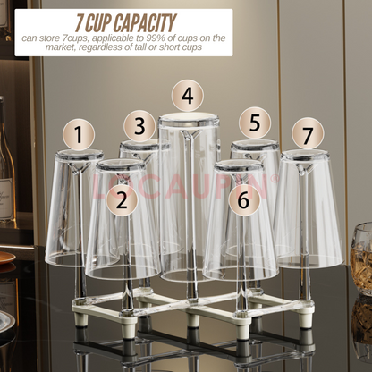 Locaupin Minimalist Inverted Cup Draining Rack for Kitchen Countertops Foldable Drinking Glass Holder Space Saving Mug Storage