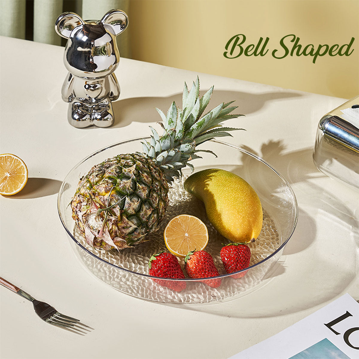 Locaupin Clear Round Serving Food Tray Fruit Salad Bowl Container Multifunctional Appetizer Snacks Platter