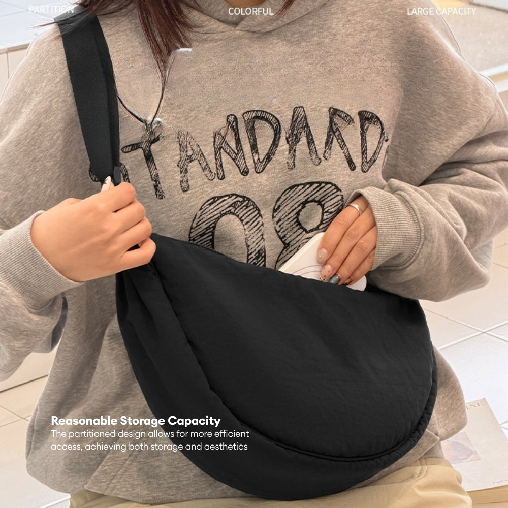 LOCAUPIN Moon Casual Cross Body Bag Nylon Messenger Bag Dumpling bag Portable Men and Women Simple Shoulder Sling Bag