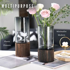 LOCAUPIN Modern Glass Flower Vase Stand Container Wedding Centerpiece Plant Pot Home Decor Farmhouse