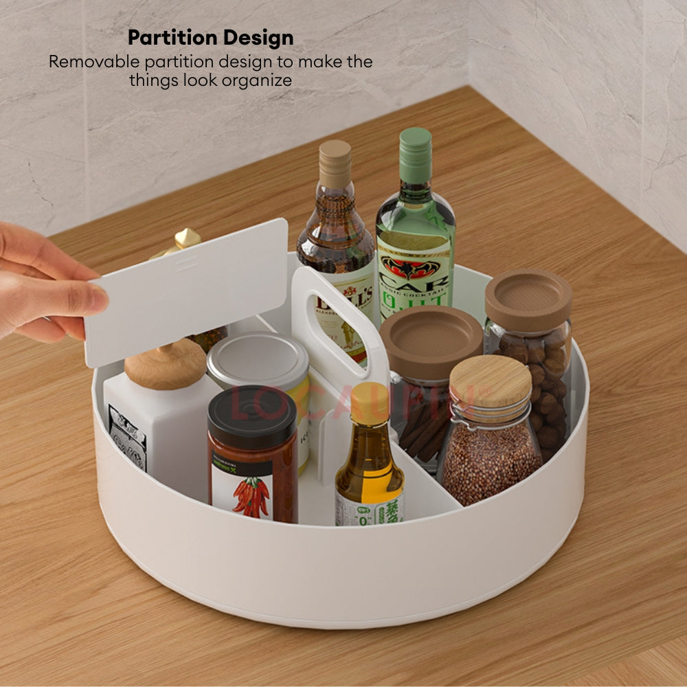 LOCAUPIN Rotatable Round Kitchen Storage Condiments Rack Organizer Seasoning Bottle Compartment Rotating Spice Rack