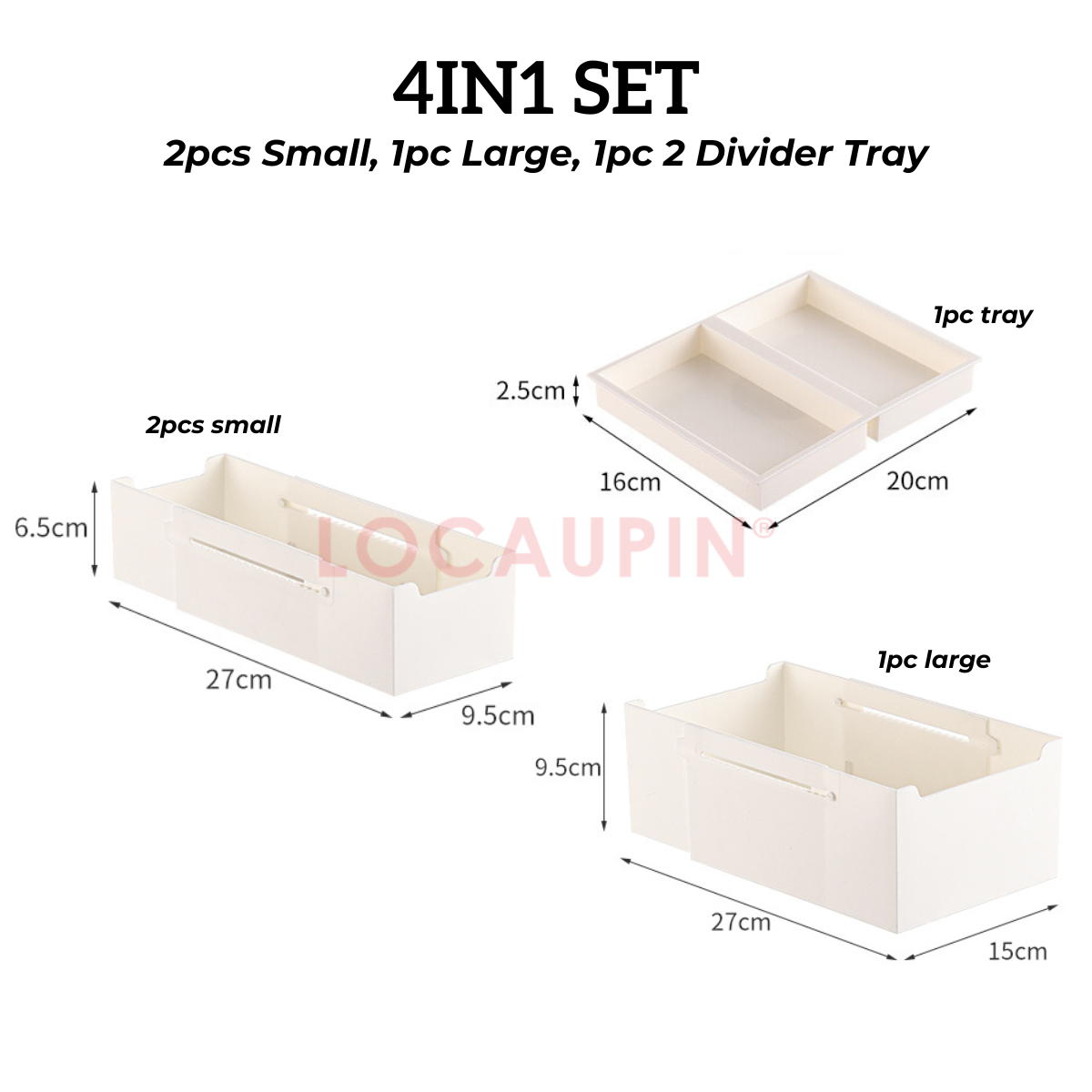 Locaupin Multifunctional Extendable Drawer Tray Storage Adjustable Sorting Box Home Kitchen Wardrobe Office Supplies Organizer