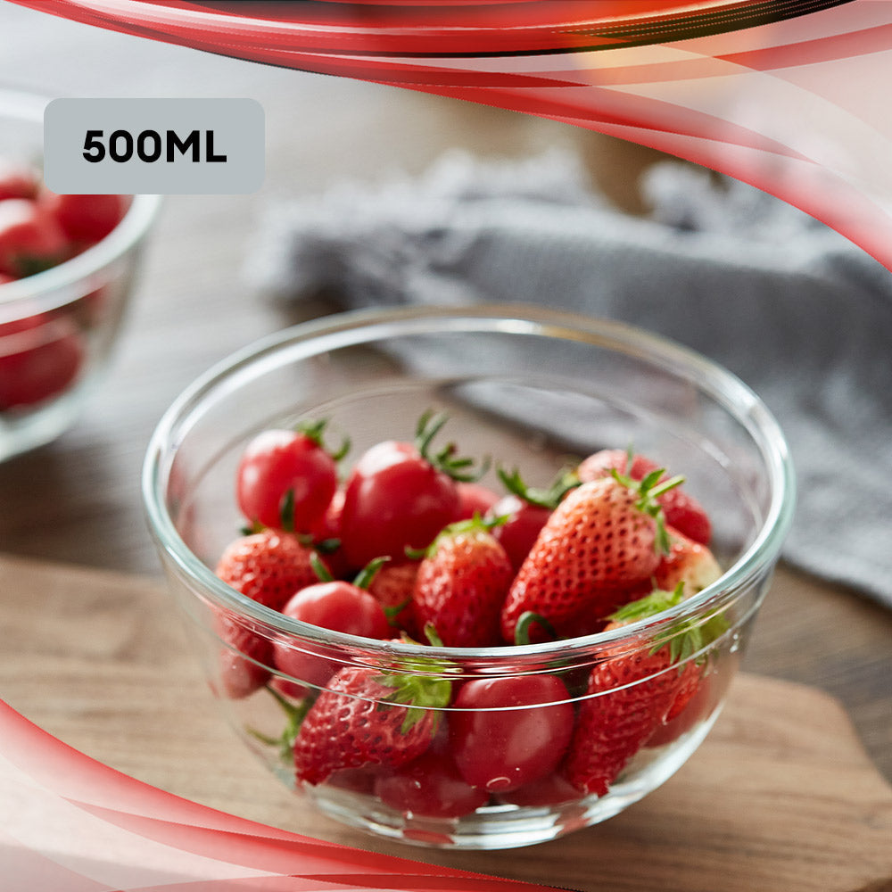 Locaupin Borosilicate Glass All Purpose Round Salad Bowl Food Container Mixing Fruit Prepping Serving Dessert Snack