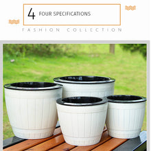 Load image into Gallery viewer, Locaupin Creative Imitation Wood Pattern Flower Pot Self Watering Planter with Drainage Hole Indoor Outdoor Plant Container
