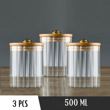 Load image into Gallery viewer, Locaupin High Quality Borosilicate Glass 3PCS Canister Jar Airtight Dry Food Container with Metal Ring Handle Kitchen Storage
