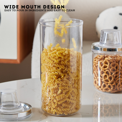 Locaupin Transparent Airtight Canister with Measuring Cup Lid Dust-Proof Insect-Proof Moisture-Proof Beans Grains Flour Storage