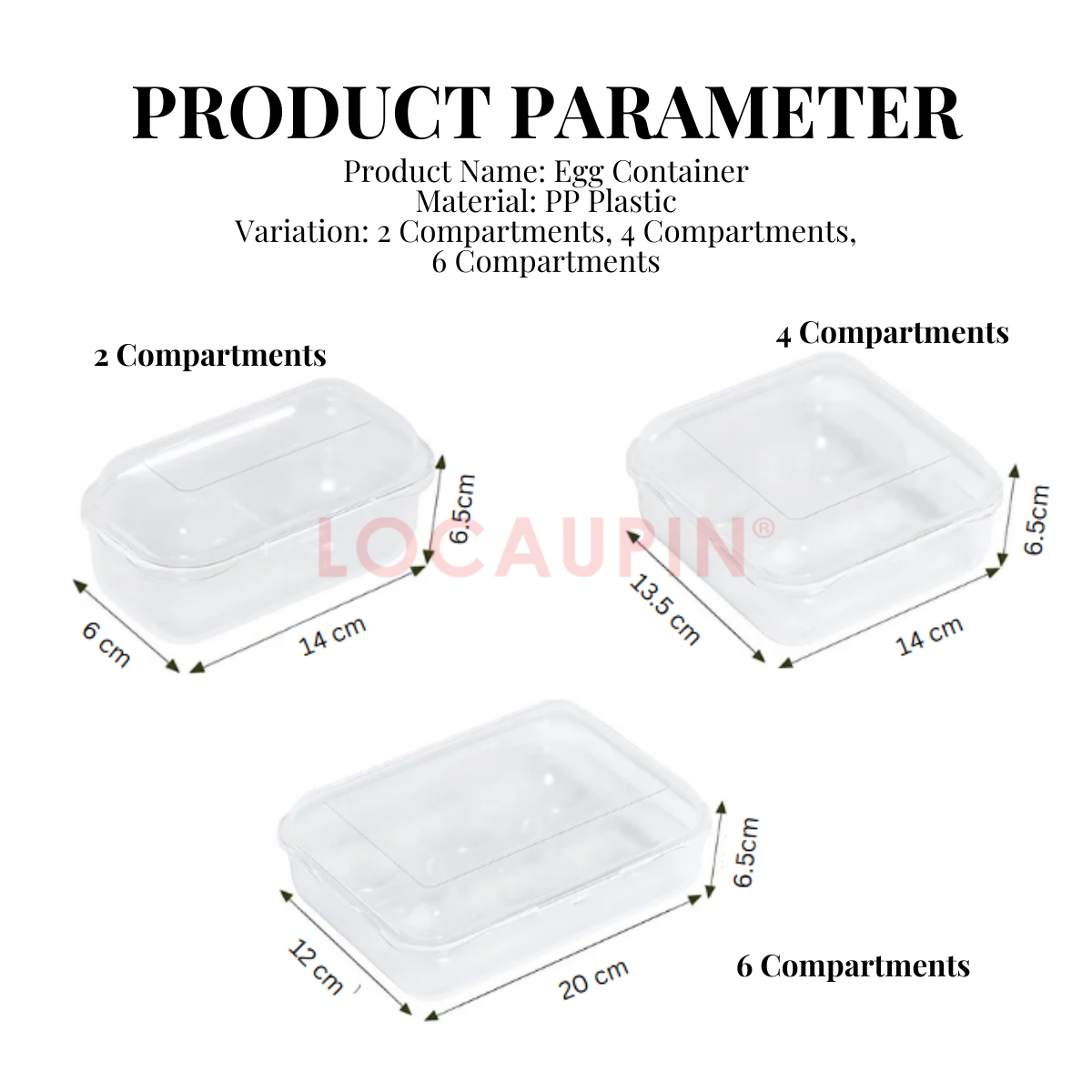 Locaupin Portable Egg Storage Container 2/4/6 Compartment for Kitchen Fridge and Outdoor Camping - Transparent Organizer