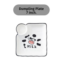 Load image into Gallery viewer, Locaupin Cute Cow Design Porcelain Dinnerware Dumpling Plate Soup Noodle Bowl Appetizer Snack Saucer Serving Dish Pot
