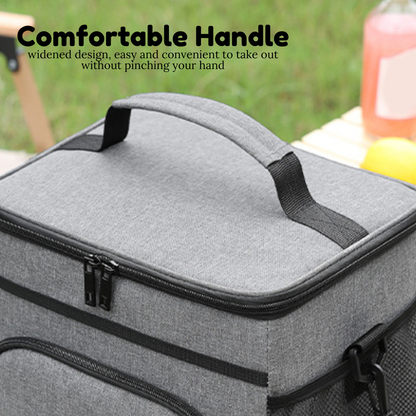Locaupin Insulated Lunch Box and Ice Drink Bag Large Capacity Waterproof with Strap and Side Pockets Portable Food Drinks Storage