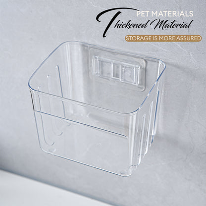 LOCAUPIN Wall Mounted Clear Organizer Bin Self Draining Multipurpose Kitchen Bathroom Laundry Vanity Storage Shelf