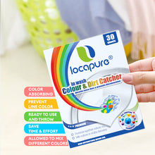 Load image into Gallery viewer, Locaupin 30 Sheets In-Wash Color Catcher Household Laundry Clothes Essential Absorbs Loose Dyes Prevents Discolouration
