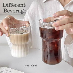 LOCAUPIN Borosilicate Glass Coffee Gift Mug Textured Aesthetic Drinking Cup Hot Cold Milk Tea