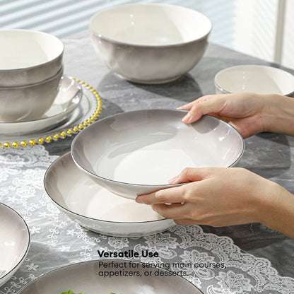 LOCAUPIN Minimalist Glazed Ceramic Dinnerware Microwave Oven Safe Multi-Size Plates and Bowls Dining Set Food Safe Plate