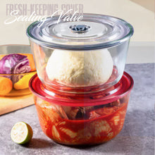 Load image into Gallery viewer, Locaupin Round Press Type Vacuum Cover Food Container Borosilicate Glass Leak-Proof Heat Cold Resistant Airtight Storage Leftover Fresh Keeper
