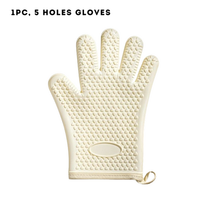 Locaupin Multifunctional Cooking Gloves Kitchen Silicone Heat Resistant Oven Mittens Waterproof Long Thick Kitchenware Gloves