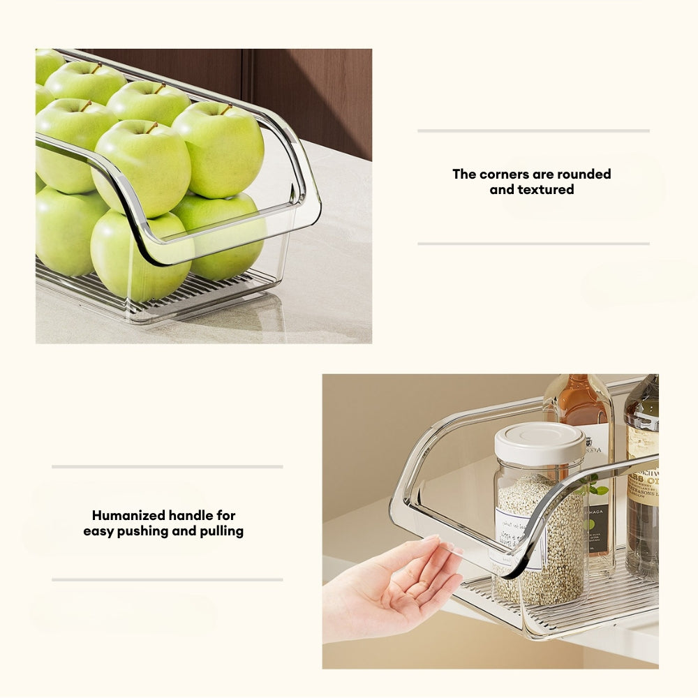 LOCAUPIN Clear Fridge Organizer Bin – BPA-Free Stackable Refrigerator Box for Food & Drink, Kitchen Shelf Organizer