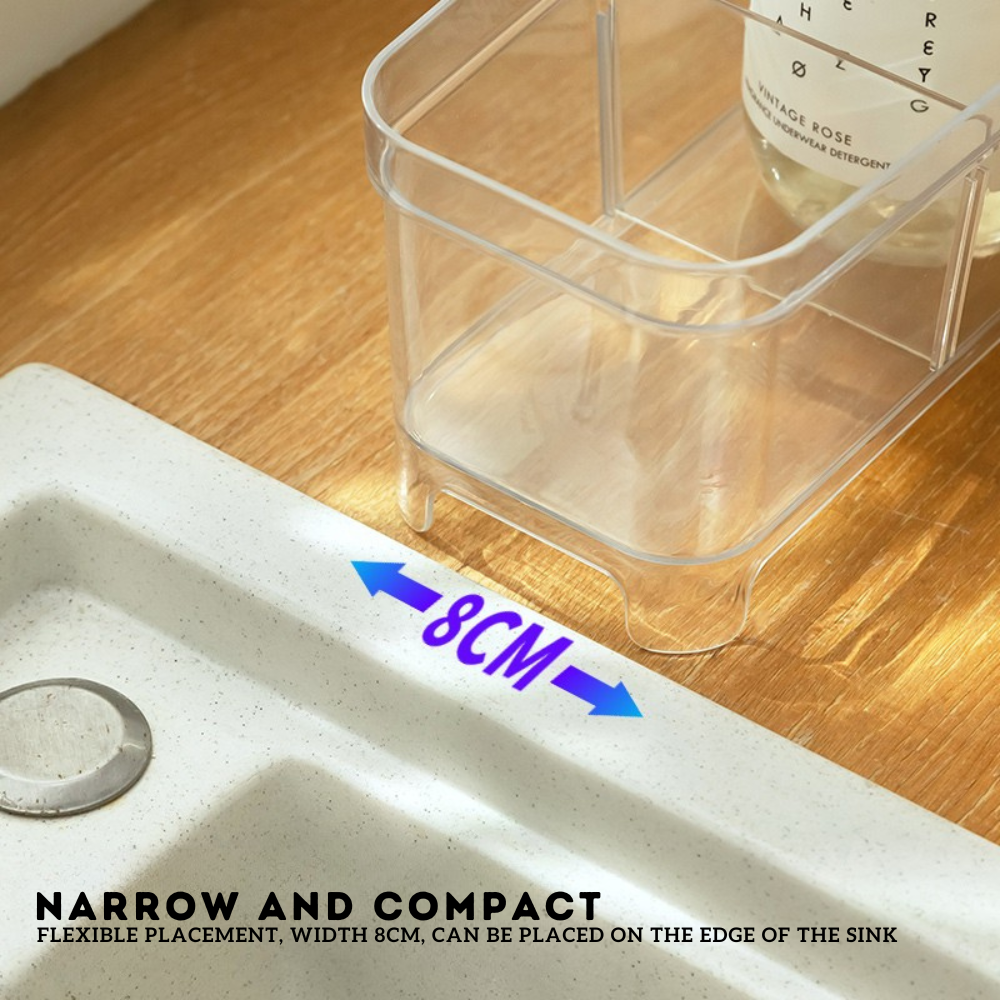 Locaupin 3 Compartment Sink Organizer Draining Rack High Quality Kitchen Dishwashing Soap Sponge Holder with Automatic Drain Port