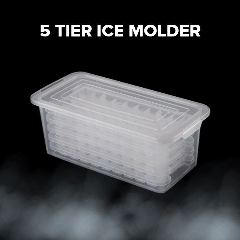 Locaupin Ice Maker Cube Mold Tray Bucket for Freezer Container with Lid Homemade Beverages Chocolate Cocktail Drinks
