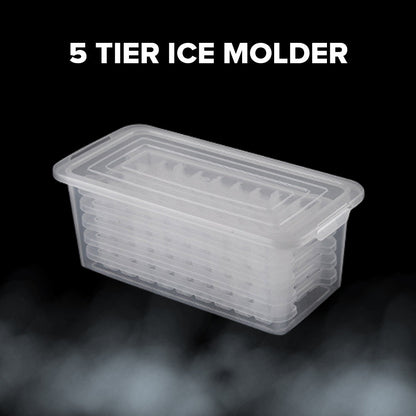 Locaupin Ice Maker Cube Mold Tray Bucket for Freezer Container with Lid Homemade Beverages Chocolate Cocktail Drinks