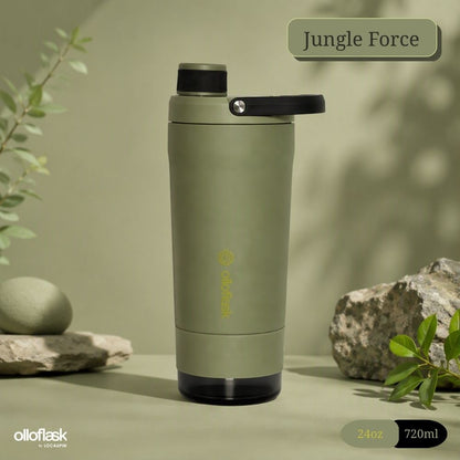 Locaupin Fusion Series (24oz) Insulated 2IN1 Wellness Protein Shaker Bottle with Tritan Bottom Cup