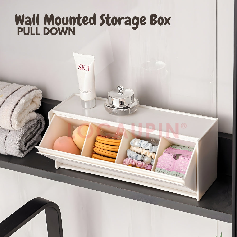 LOCAUPIN Wall Mounted Organizer Storage Box Multifunctional Pull Down Space Saver Kitchen & Bathroom Container Storage
